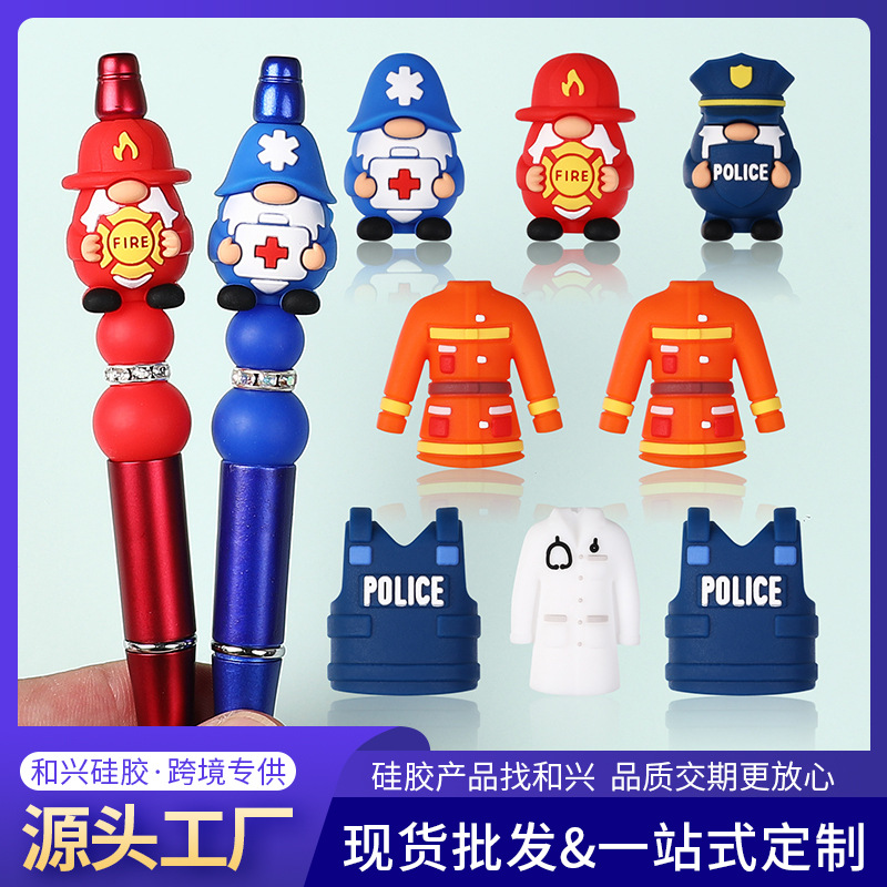 跨境卡通人物焦点珠3D硅胶珠子儿童diy饰品串珠笔配件硅胶珠批发