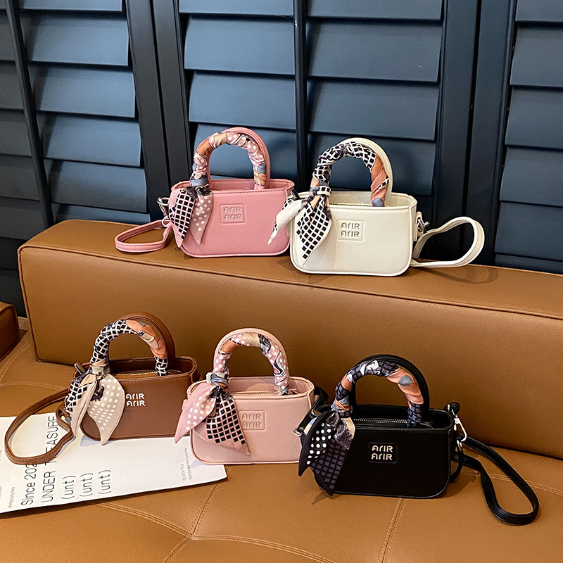 Silk Scarf Letter Small Square Bag Light Luxury High-End Versatile Portable Shoulder Bag for Women Cross-Border Mini New Children's Crossbody Bag