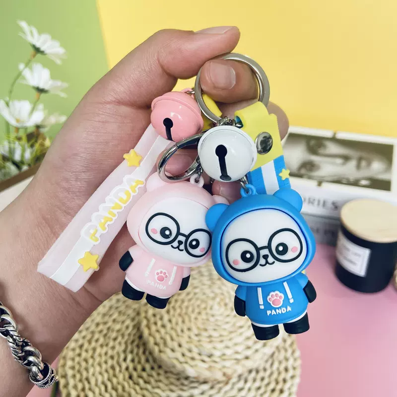 曼瑶卫衣小熊猫钥匙扣创意卡通汽车书包包百搭小挂件时尚礼品批发