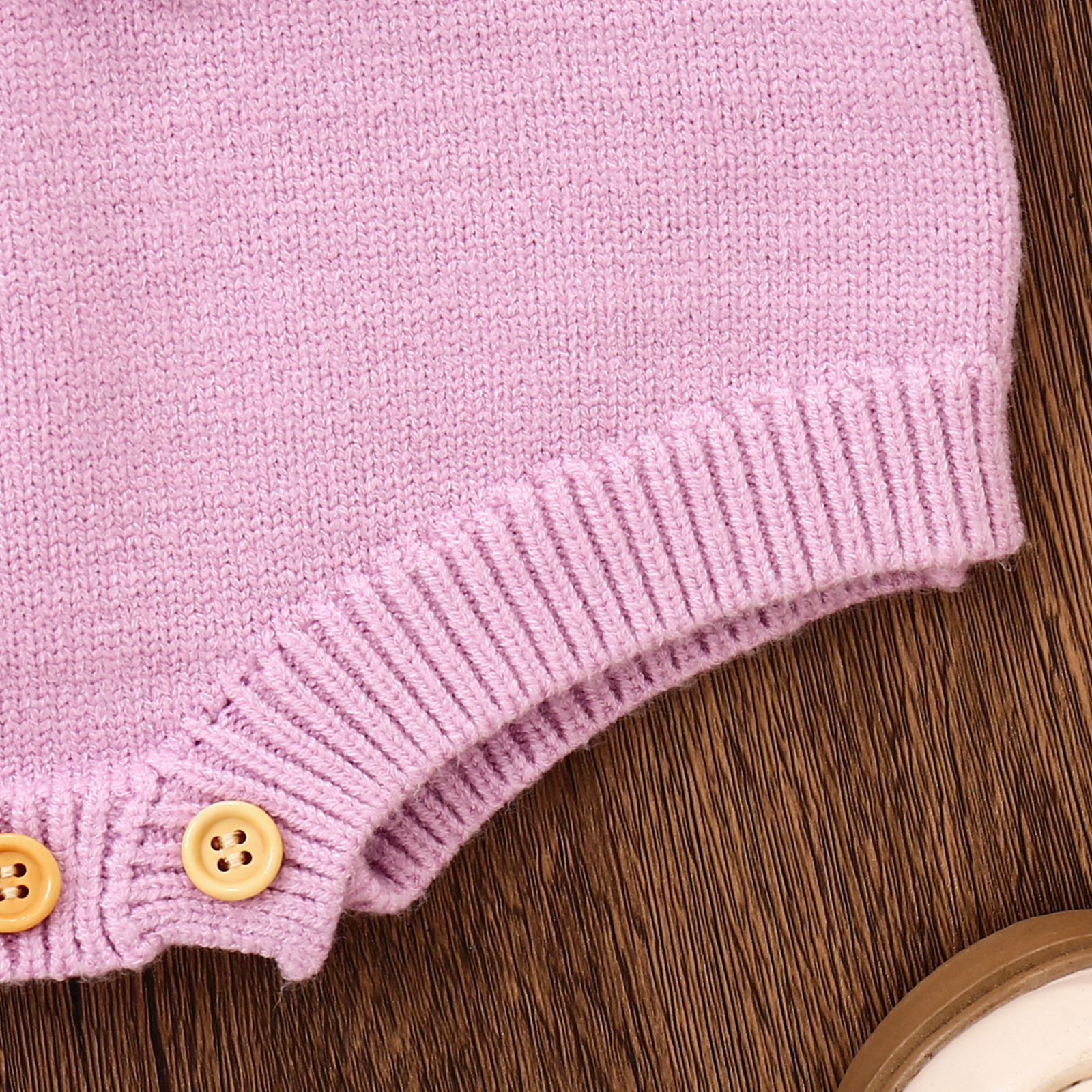 Baby Girl Flounced Sleeve Letters Flower Embroidery Lace Button Romper