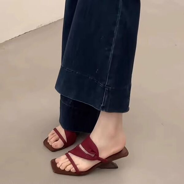 Sandals wedge heel square toe open toe