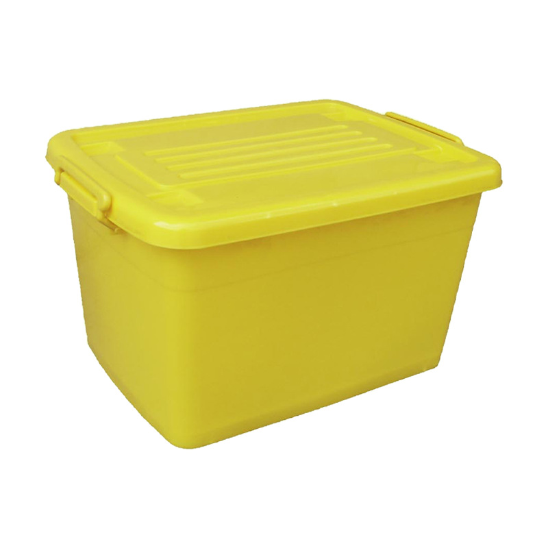 塑料带轮子日式简约收纳箱大号100L蓝玩具整理衣服搬家打包储物箱