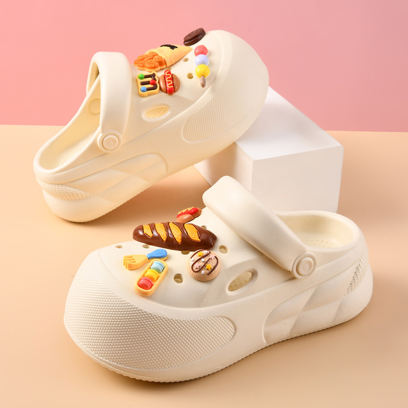 Women's Summer Cartoon Thick-Soled Non-Slip Closed-Toe Clogs Eva Breathable Height-Increasing Beach Deodorant Outdoor Sandals