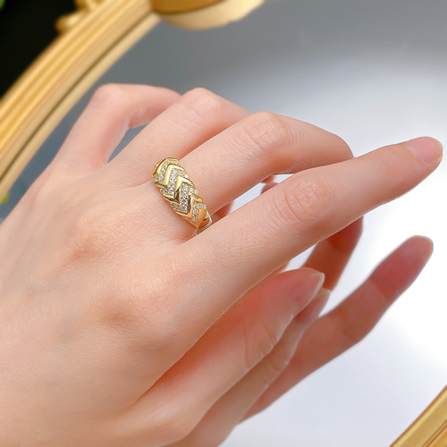 Mujing Jewelry New S925 Silver Gold Plated Ins Style Sparkling Row Ring Ring Fashionable Jewelry Romantic Series