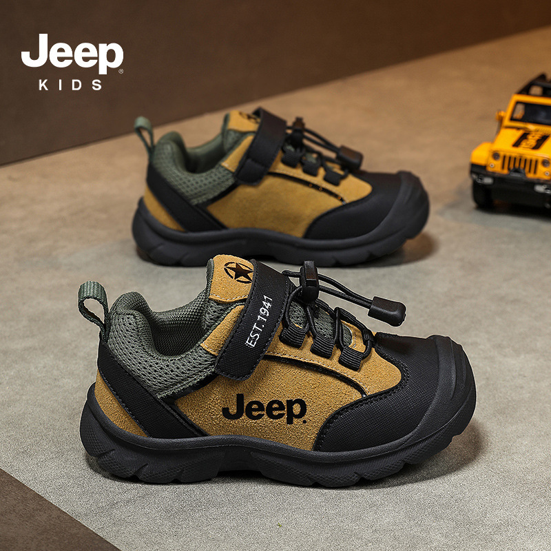 Jeep男童鞋2025秋冬新款防水皮面运动鞋潮牌百搭魔术贴儿童鞋女童|undefined