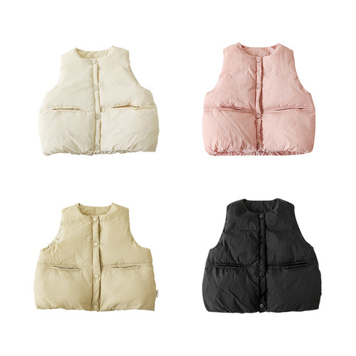 Qiu Duomeng girls' stylish warm cotton vest 2024 winter new style children's all-match casual vest baby coat thick