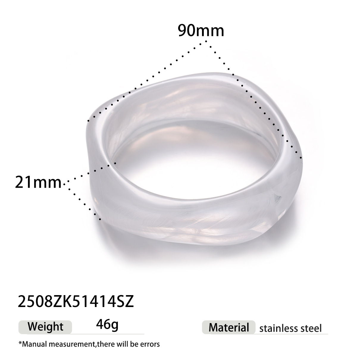 Tina estilo europeo y americano personalidad nicho de tendencia pulsera acrílica alta sensación de joyería de cuadrilátero de color universal