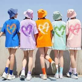 纯棉T恤定制印logo团体服圆领宽松广告文化衫班服儿童t恤工作服