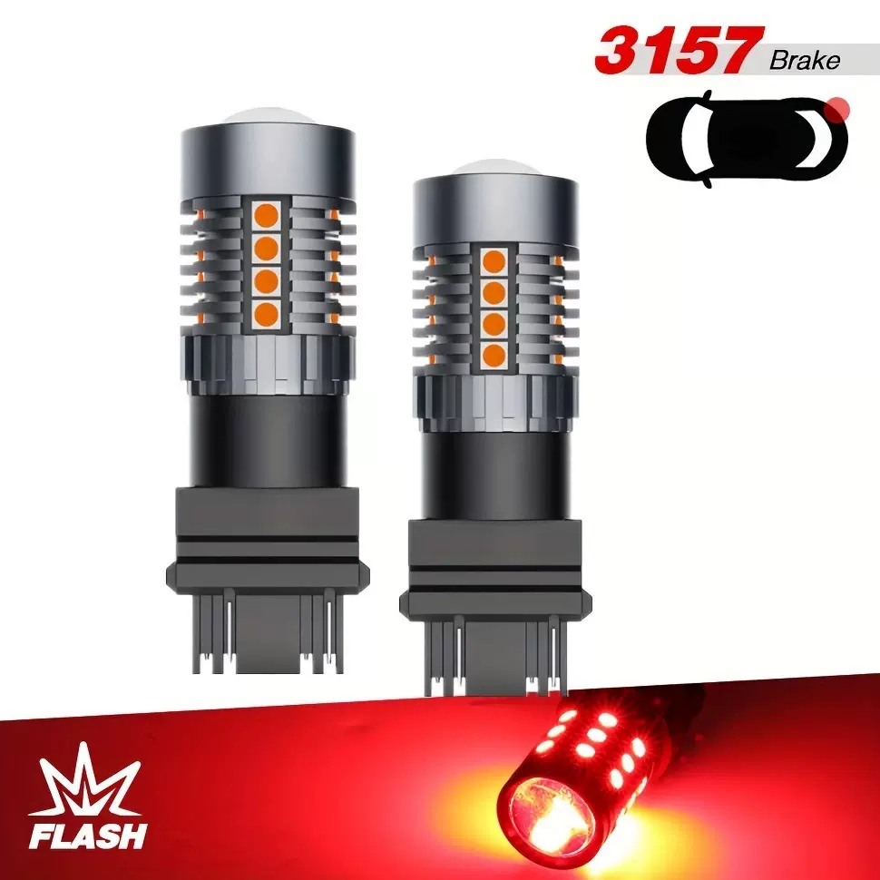 新款3030爆闪刹车灯3157 1157 7443 PY21W汽车转向信号灯尾灯led