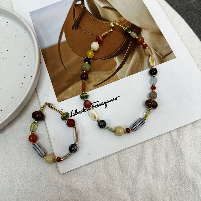 Handmade Beaded Vintage Fashionable Island Ethnic Style Natural Stone Shell Necklace Design Sense Niche Handmade Beaded Vintage Fashionable Island Ethnic Style Natural Stone Shell Necklace Design Sense Niche