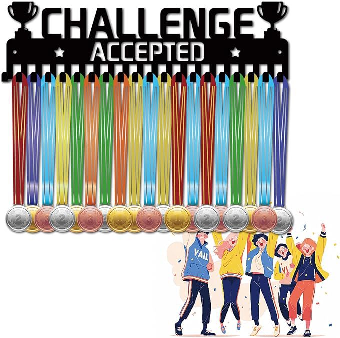Challenge to Accept Medal Holder Display Rack Black Metal Iron Rack Wall-Mounted Cross-Border Iron Art
