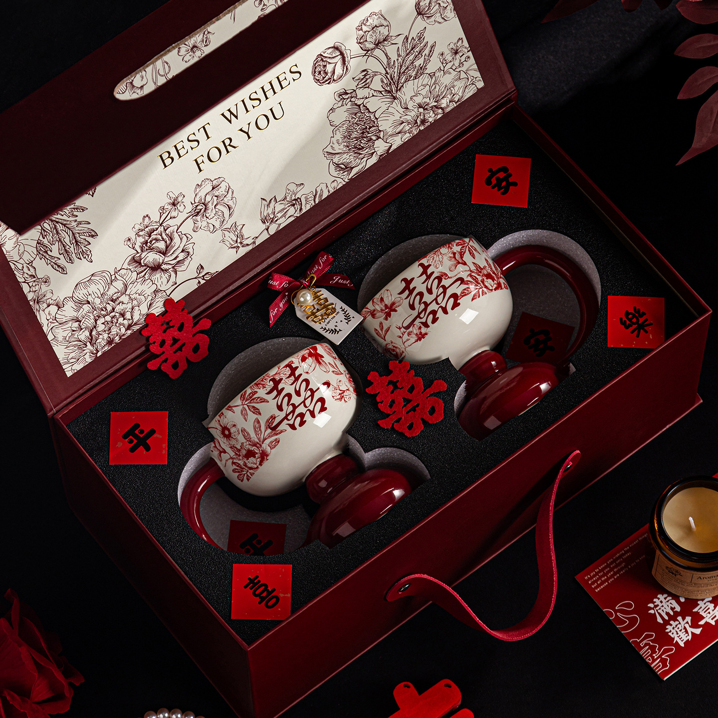 Tazas de café de alto nivel lujoso ligero de alto valor de diseño refinado de alto nivel nicho tazas de cerámica platos un par de regalos de boda