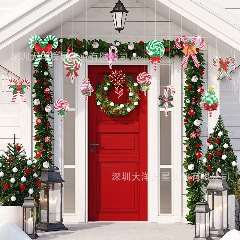 クロスボーダー新型クリスマスペンダントクリスマスボールキャンディー松葉杖屋内外クリスマスツリーペンダント芝生ガーデン装飾品|undefined