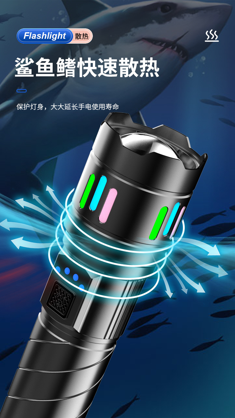 Strong Light Flashlight, Long-Range Outdoor Rechargeable High-Power Rechargeable Battery Light, Zoomable White Laser Wholesale Portable Rechargeable