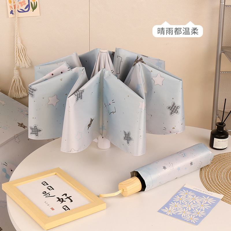 Ins-Style Fresh Gradient Blue Cat Umbrella, Portable Sunshade Umbrella, High-Value Dual-Use Umbrella for Students, Suitable for Both Sunny and Rainy Weather, Unisex Ins-Style Fresh Gradient Blue Cat Umbrella, Portable Sunshade Umbrella, High-Value Dual-Use Umbrella for Students, Suitable for Both Sunny and Rainy Weather, Unisex