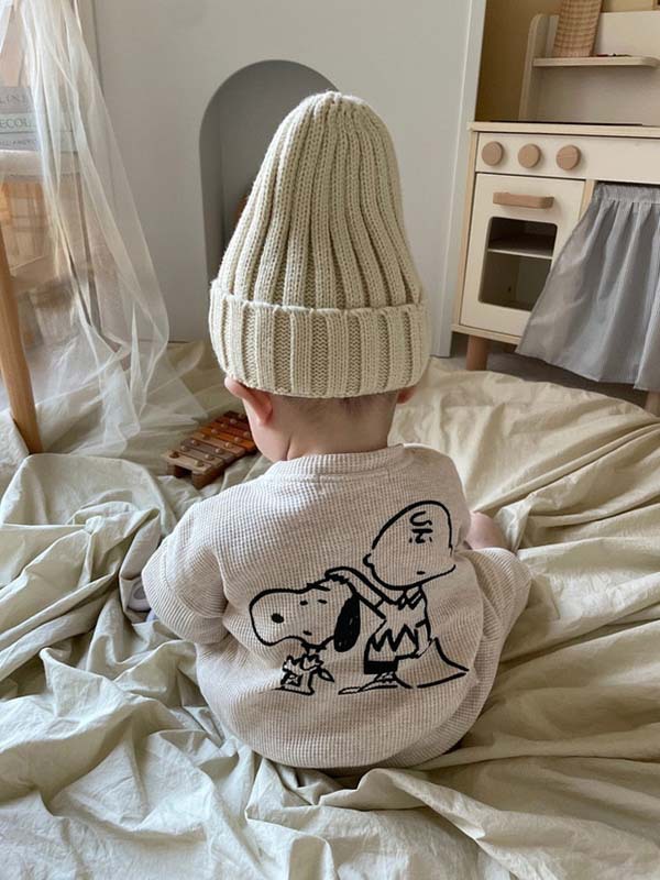 Vêtements pour enfants coréens bébé trésor automne nouveau graffiti dessin animé tête humaine pull pantalon ensemble deux pièces_voghion.com