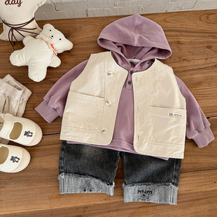 Infant Vest Autum Baby Clothes Tops Boys Korean Style Work Vest Vest Outer Clothing Category a