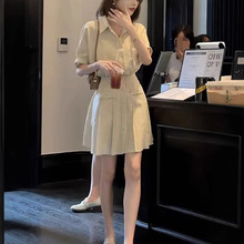 法式复古通勤风衬衫连衣裙女2025夏季新款小个子收腰显瘦气质短裙