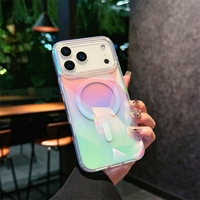 适用苹果17pro手机壳彩镀渐变色17Air透明闪粉iPhone17pro磁吸壳|undefined