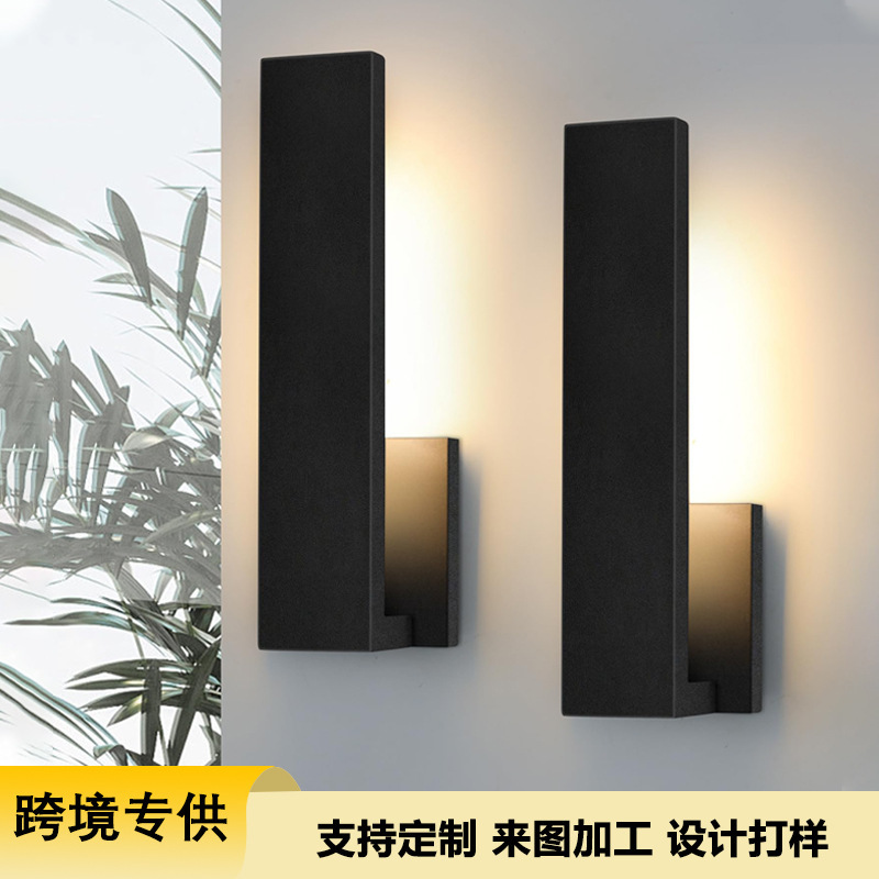 Customized Aluminum Led Modern Wall Lamp 2 Sets Matte Black Porch Bedroom Bathroom Living Room Staircase Hardwired Wall Lamp