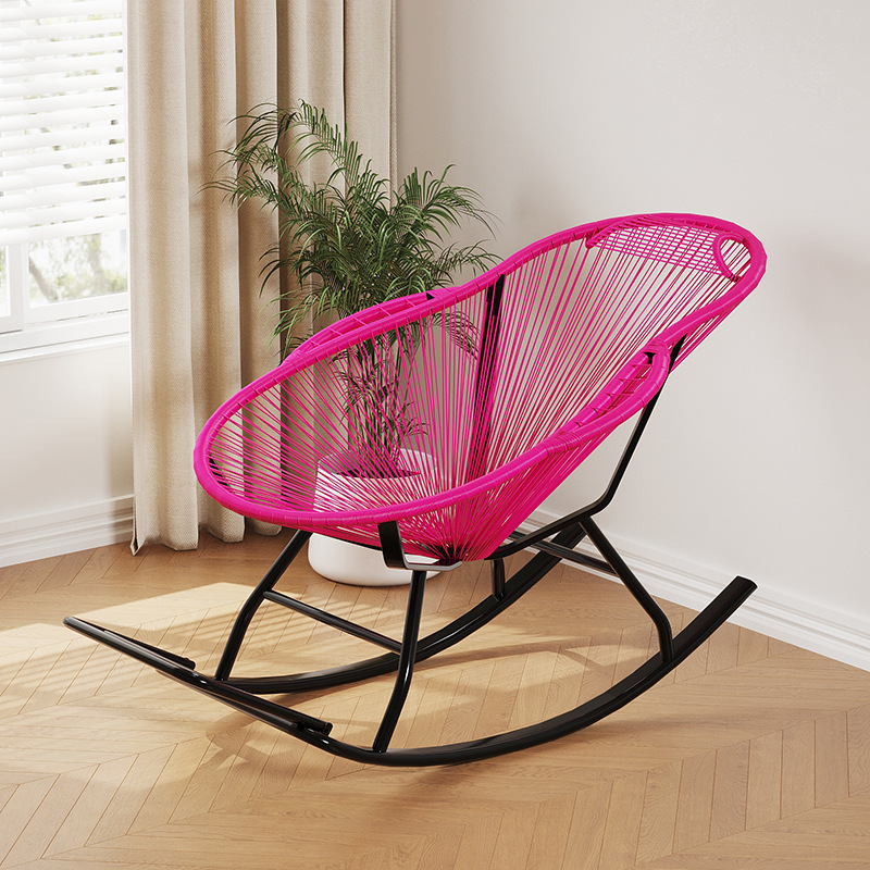 Silla mecedora Nido de Pájaro (Marco H)-Rosa Roja