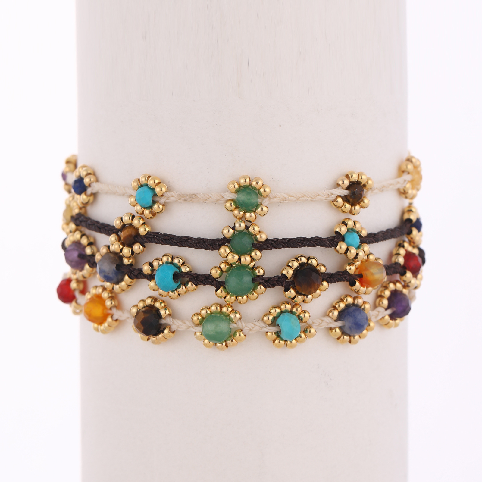 Fashion Flower natural stone rope Copper Bracelets 1 Piece