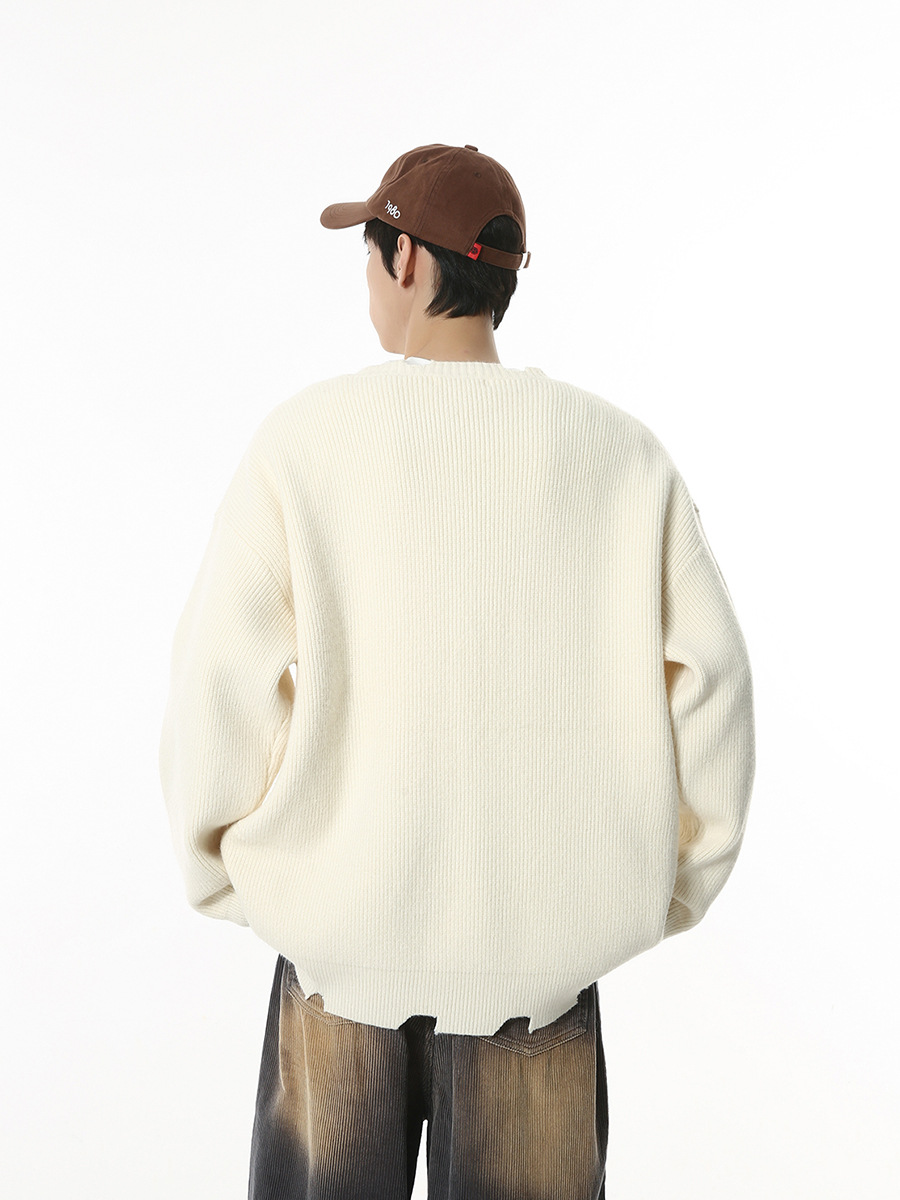 Ropa para hombre MTLCLOTHES | Suéter de punto estilo coreano, estilo informal, cuello irregular, manga larga, holgado, casual