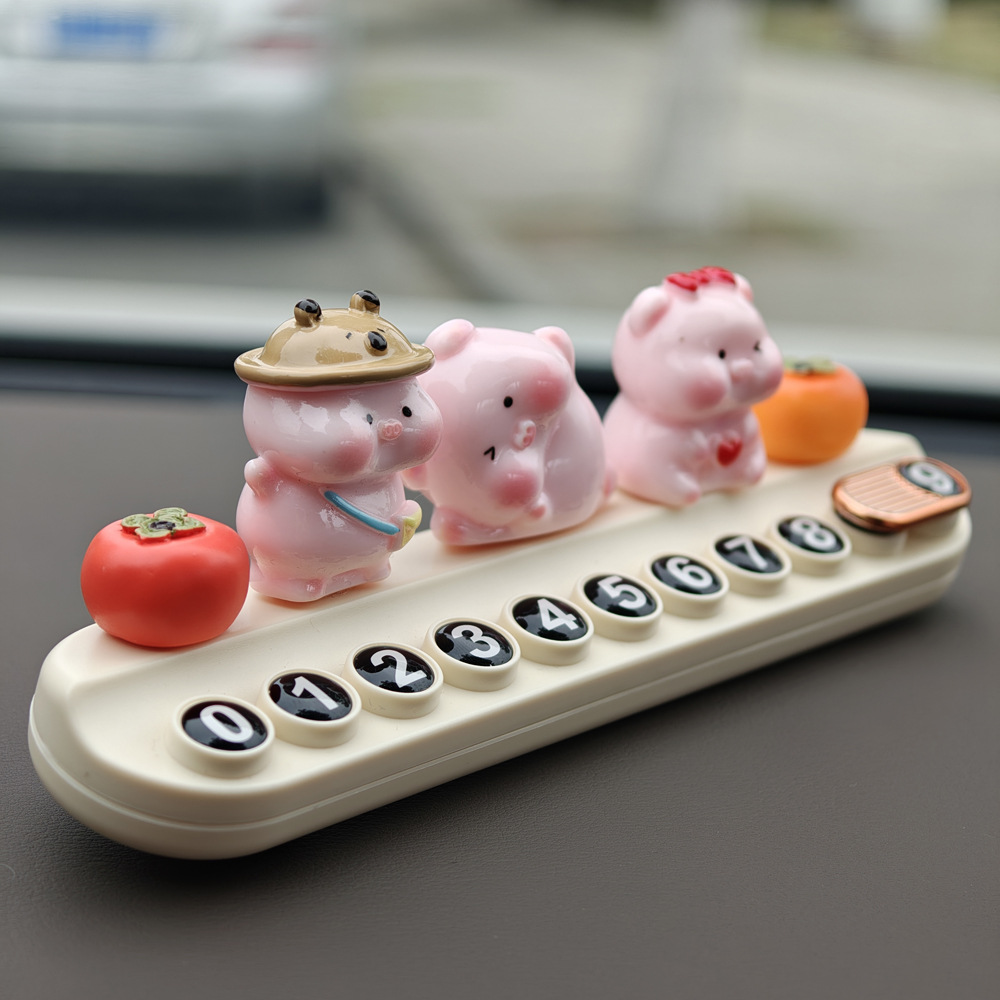 Everything Goes Smoothly, Little Pig Car Temporary Parking Number Plate, Moving Car Phone Number Plate, Creative Cute Personalized Car Decoration