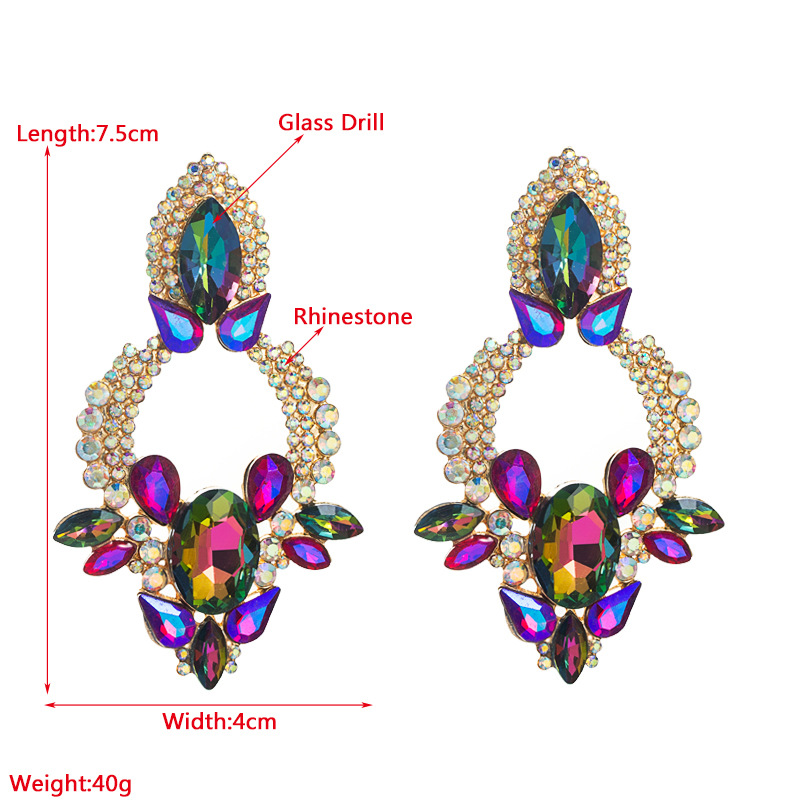 Retro Stil Kreative Legierung Diamant Glas Bohrer Strass Blume Ohrringe display picture 1