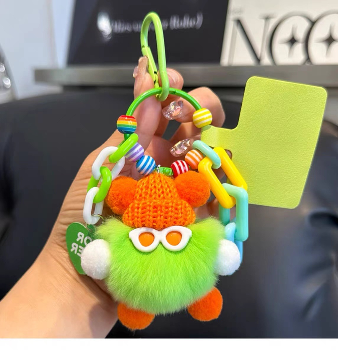 Lindo colgante de bolsa de briquetas de piel de conejo Rex, cosa fea, colgante de muñeca de felpa, colgante de llavero de coche