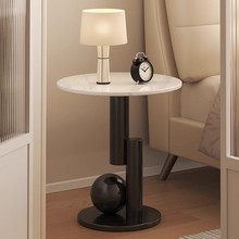 意式极简岩板边几轻奢沙发角几客厅阳台经济小茶几北欧设计小圆桌