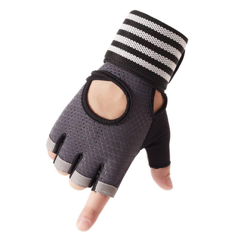 Guantes deportivos de acondicionamiento físico protector de muñeca entrenamiento antideslizante transpiración medio dedo de verano nuevo guante unisex image 6