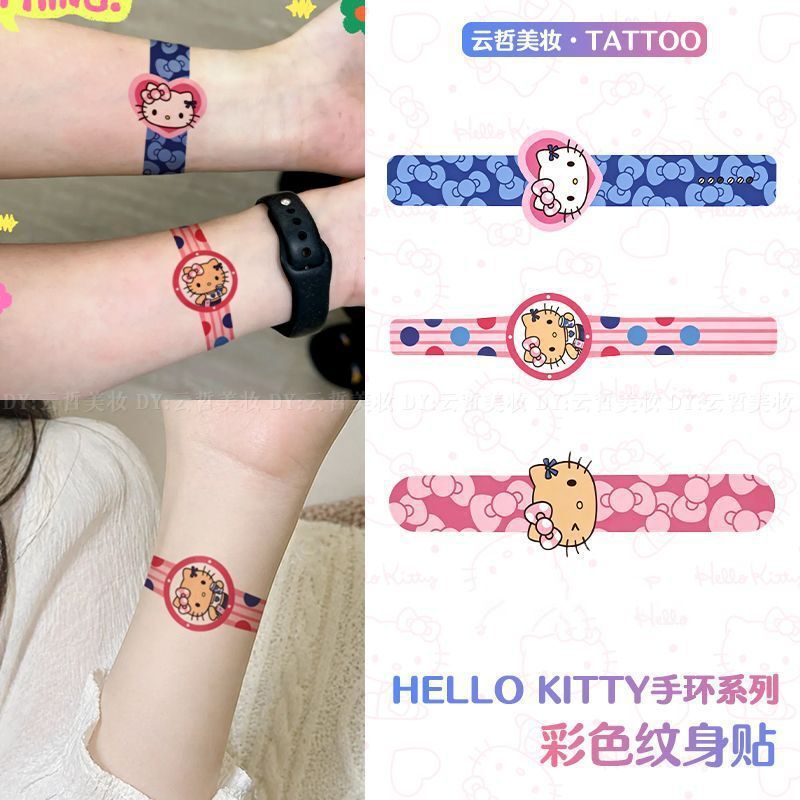 HelloKitty bracelet colorful tattoo stickers, high aesthetic appeal, sweet and cool, waterproof, sweat-resistant, long-lasting, realistic arm stickers HelloKitty bracelet colorful tattoo stickers, high aesthetic appeal, sweet and cool, waterproof, sweat-resistant, long-lasting, realistic arm stickers