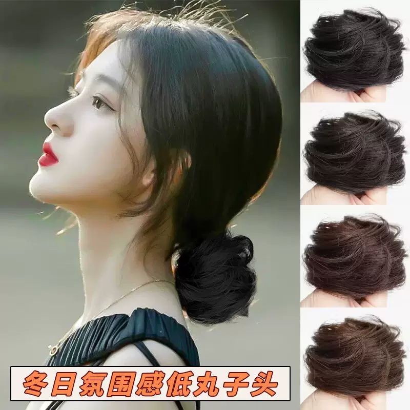 现货批发假发真丸子头古风假发包女韩系逼真假发发圈懒人盘发汉服