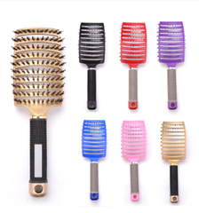 玉源梳廠野生豬鬃毛彎梳男士弧形排骨梳背頭梳家用防靜電造型排梳