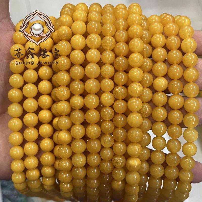 鸡油黄天然蜜蜡散珠花珀圆珠天然琥珀串珠 半成品DIY手串饰品配件|undefined