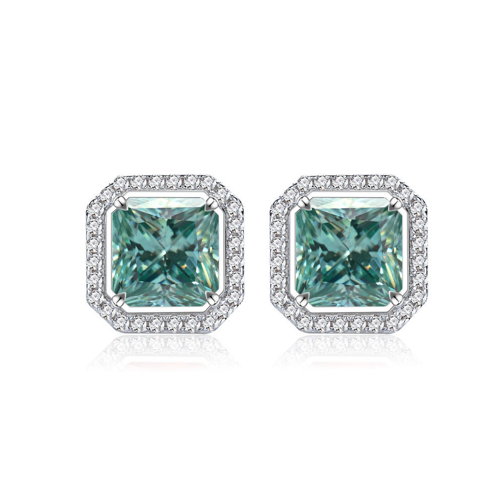 Princess 2CTX2pcs pernos de piedra de moissanita con certificado GRA se pueden probar lápiz de perforación azul verde rosa pernos de plata