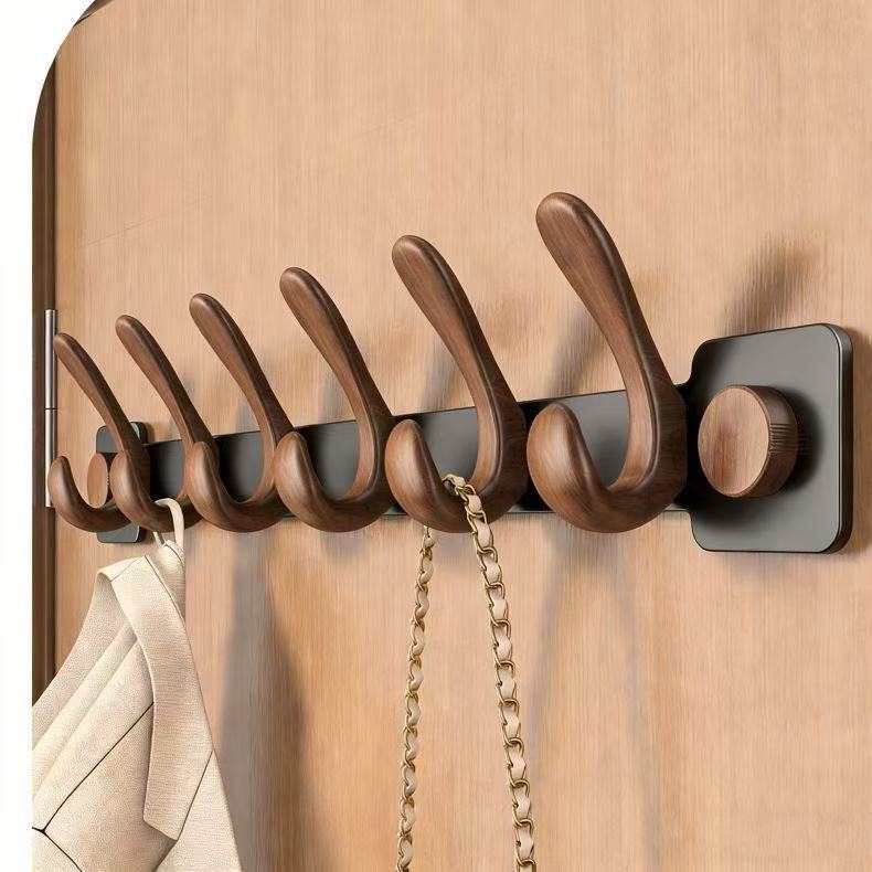 Imitation Walnut Wood Door Hook with Strong Adhesive, Wall-Mounted Clothes Hanger, No-Drill Wall Hook for Clothes Imitation Walnut Wood Door Hook with Strong Adhesive, Wall-Mounted Clothes Hanger, No-Drill Wall Hook for Clothes