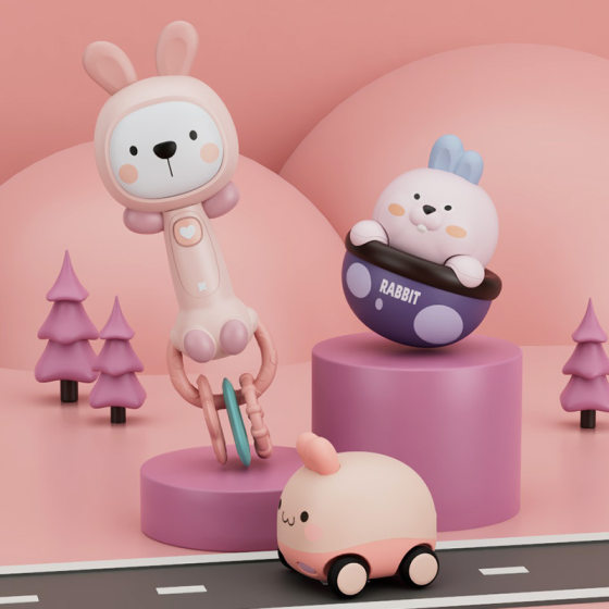Baby toy music hand bell can bite 3-6 months above 4 children to comfort and coax baby 0-1 years old 8 hands