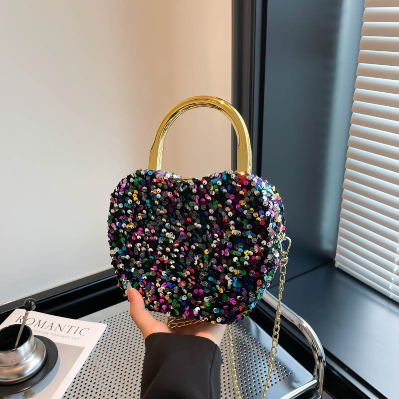 2026 New Fashion Handbag with Unique Sequin Apple Design, Exquisite Cross-Border Single-Shoulder Crossbody Box Bag