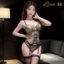 恋香新品蕾丝刺绣无钢圈骨衣外搭法式内衣性感薄款乳胶文胸女套装