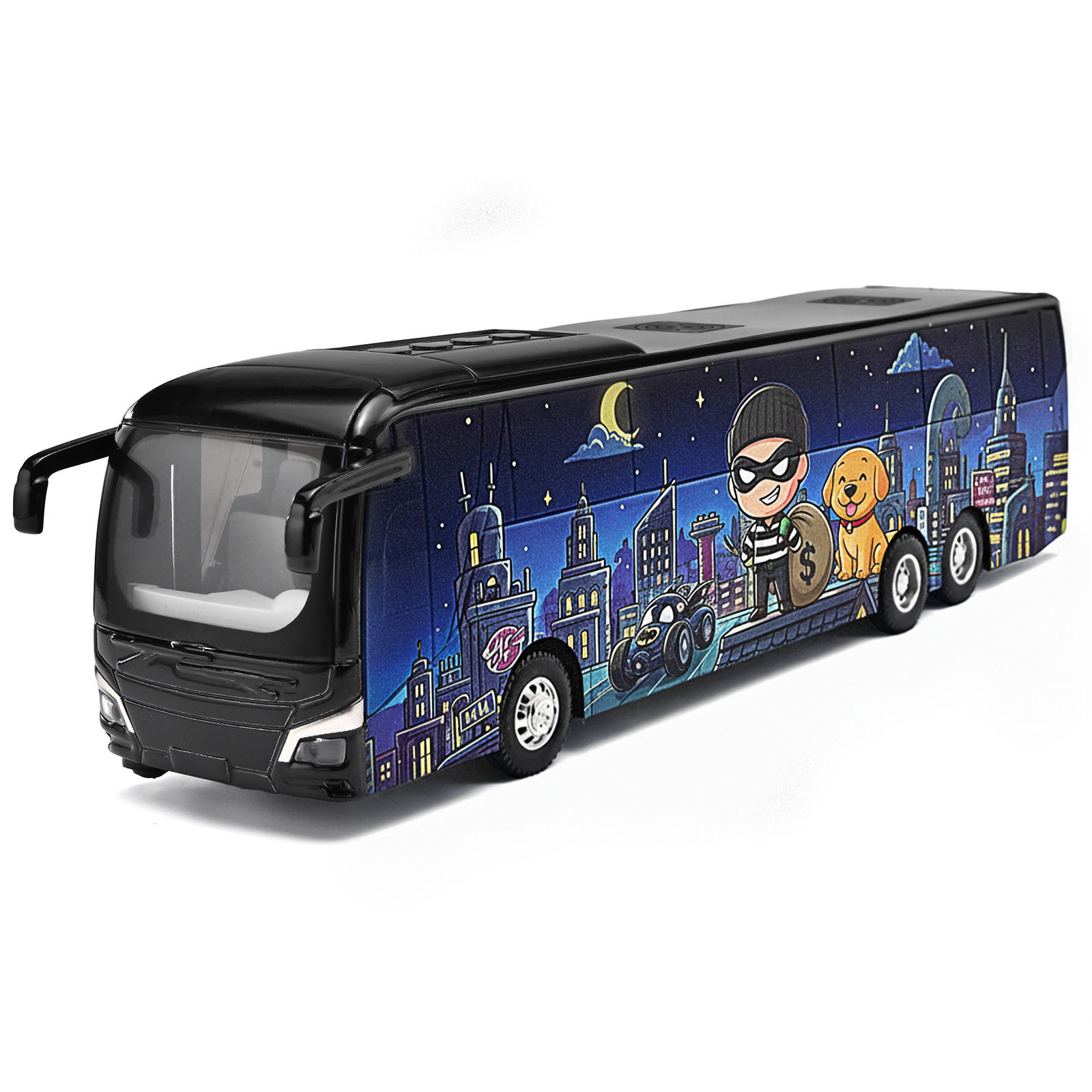 Autobús turístico de pasajeros personalizado de aleación autobús urbano de retorno de sonido y luz más puertas abiertas juguetes para niños ventas transfronterizas calientes image 7