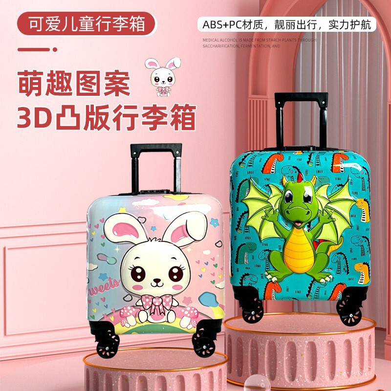 Children's Suitcase with Cartoon Animal Designs, Cute Travel Suitcase with Universal Wheels and Combination Lock, Children's Trolley Case Children's Suitcase with Cartoon Animal Designs, Cute Travel Suitcase with Universal Wheels and Combination Lock, Children's Trolley Case