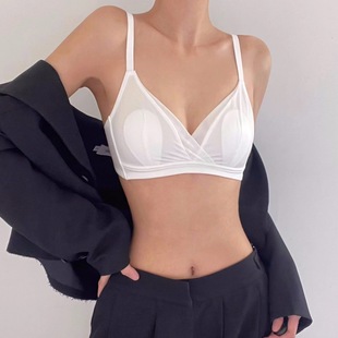Satin French Style Underwear Summer Thin Women's Gathering Small Chest Gathering Not Empty Cup Triangle Cup Bra Sexy Pure Desire