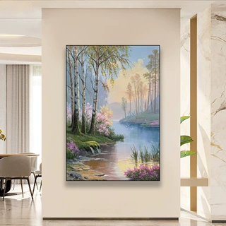 手绘油画客厅装饰画卧室挂画玄关抽象风景画定制厂家直销定制