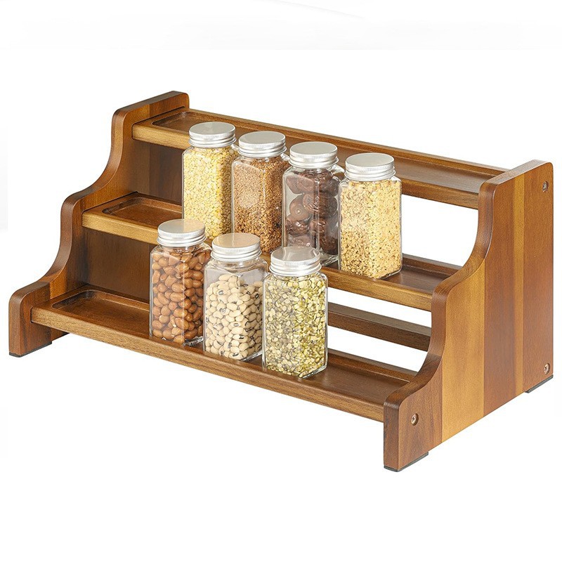 Customized Acacia Wood Kitchen Spice Rack Storage Rack Spice Rack…