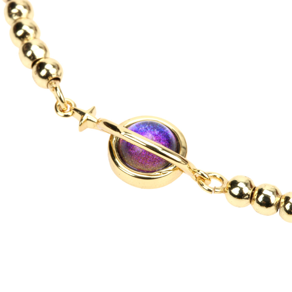 new fashion cosmic planet crystal female pull gold bead copper bracelet