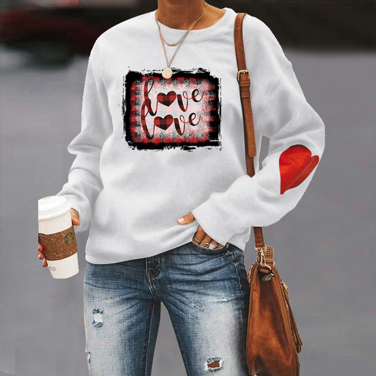 Women's Hoodies Long Sleeve Rib-knit Casual Letter Heart Shape display picture 2