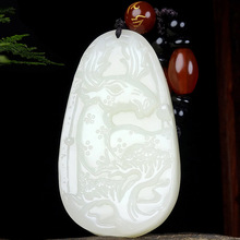 工厂新品新疆和田玉鹿玉坠精雕梅花鹿一路有你玉挂件配证书玉器