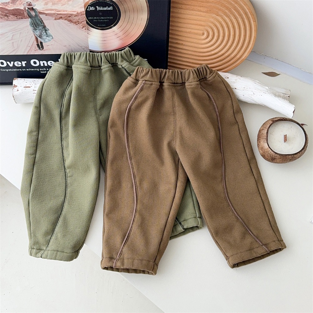 Ropa para niños coreanos estilo otoño e invierno abrigo acolchado a rayas para bebés más pantalones casuales de terciopelo traje de bebé de 1-3 años